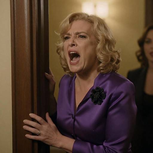 Intense Shouting Woman in Dim Light