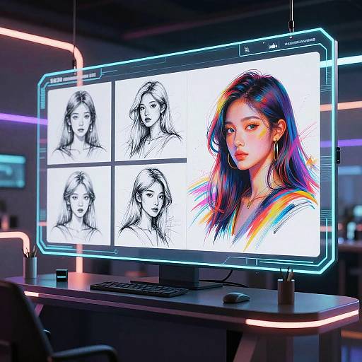 Futuristic AI Art Studio Design