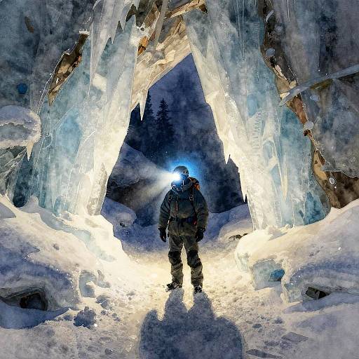 Tranquil Winter Ice Cave Spelunker