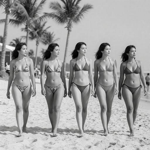Sunny Beach Stroll: Four Women Together