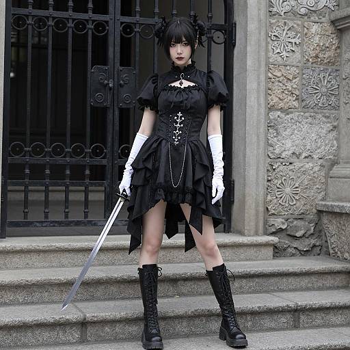 Gothic Warrior: Asian Woman with Katana