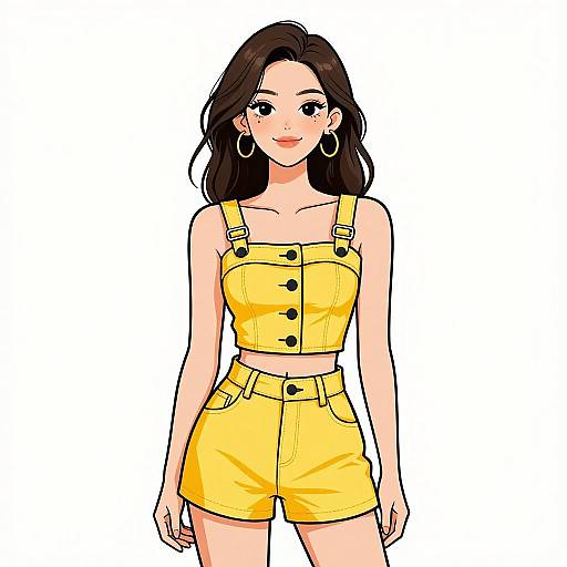 Smiling Woman in Yellow Denim Co-ord