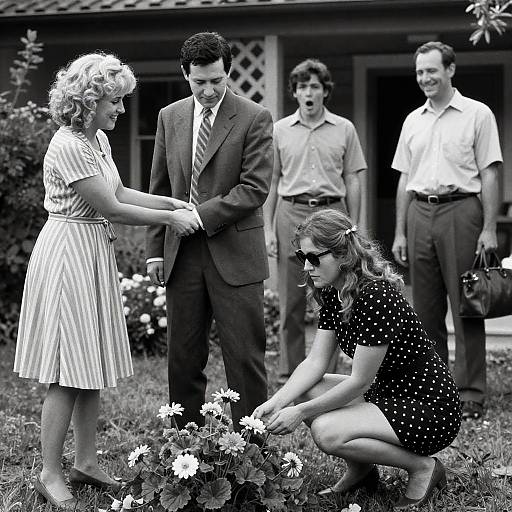 Vintage Garden Gathering in Black and White