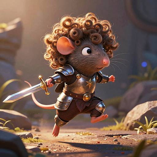 Curly-Haired Fantasy Rat Adventurer