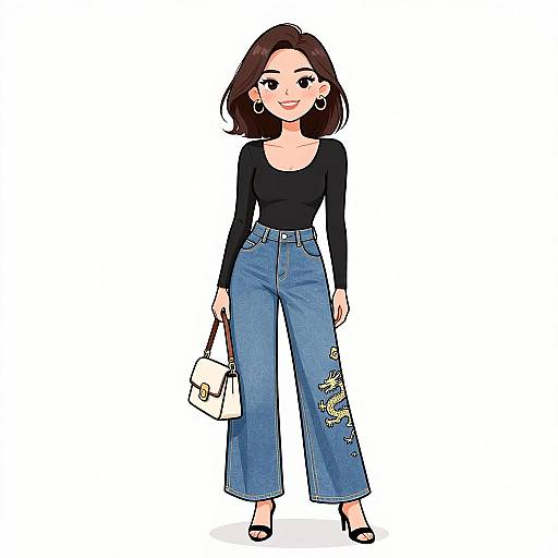 Smiling Woman in Chic Casual Outfit