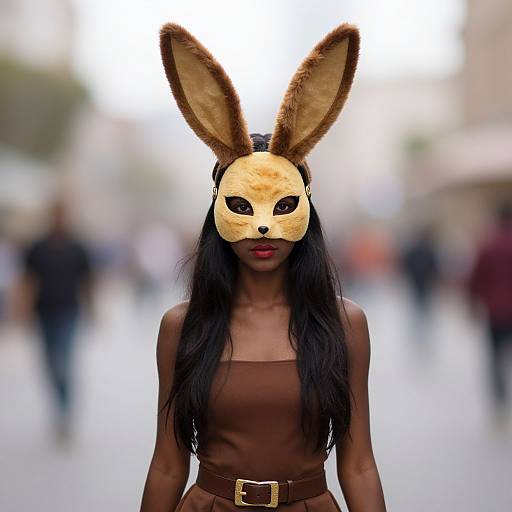 Dark-Skinned Girl in Sylveon Costume