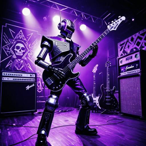Retro Robot Bassist in Disco Fusion