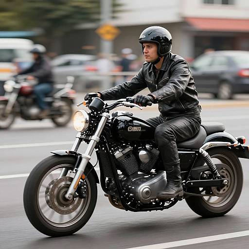 Photorealistic Motorcyclist in Leather Gear
