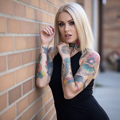 Blonde Woman with Colorful Tattoos