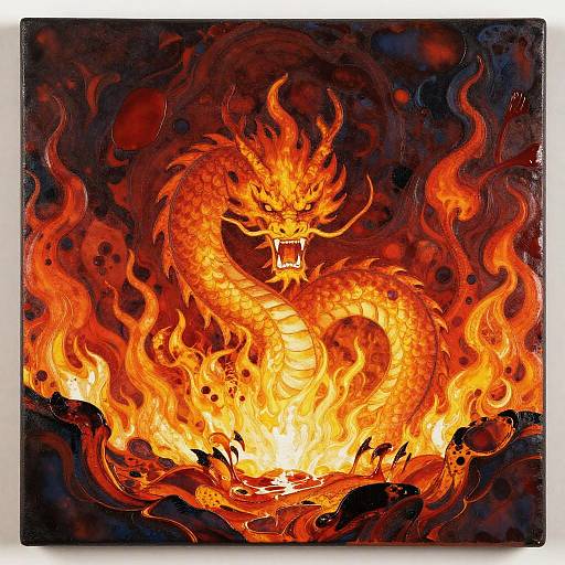 Abstract Fire Dragon Encaustic Texture