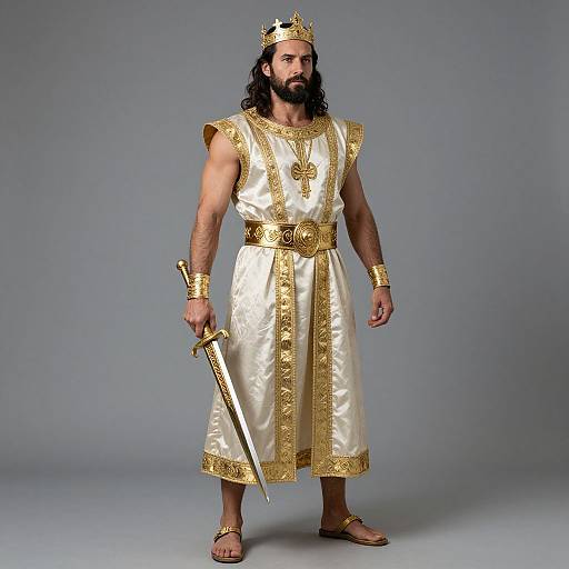 Bearded King in Regal Gold Attire