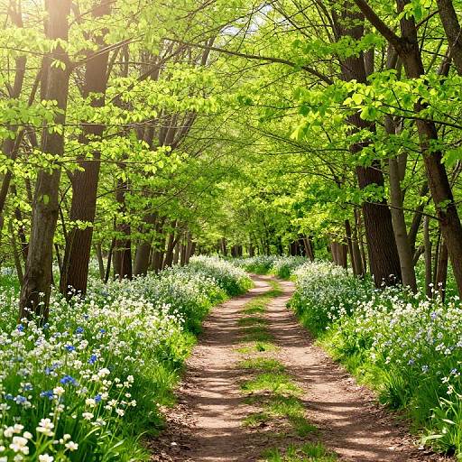 Spring Forest Trail with Wildflowers
