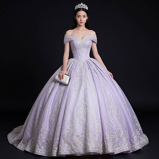 Elegant Woman in Lavender Ball Gown