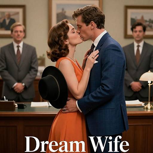 Romantic Couple Kissing in Office