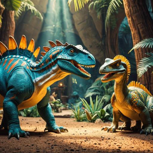 Disney-style Pachycephalosaurus and Troodon in Dinotopia Disney-style Pachycephalosaurus and Troodon in Dinotopia