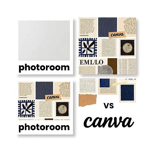 Photograph of a minimalist, collage-style magazine layout featuring bold typography, geometric shapes, and abstract patterns in black, white, and navy.