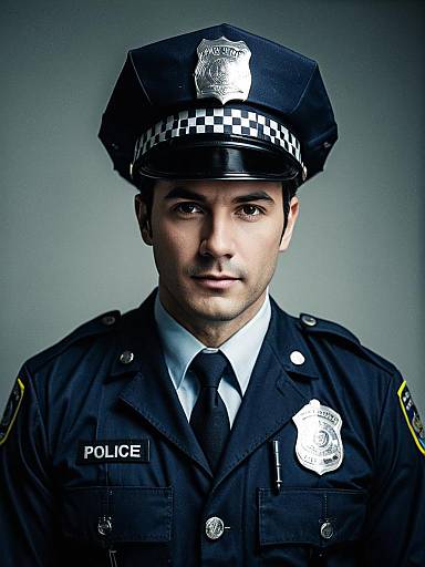 Portrait of Male Police Officer in Uniform