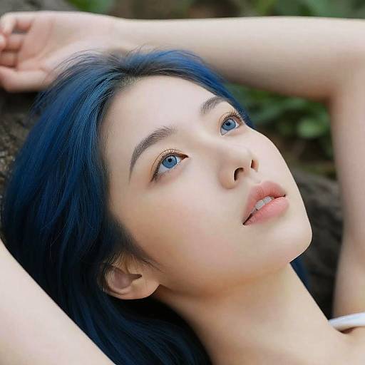 Close-Up of a Blue-Haired Beauty