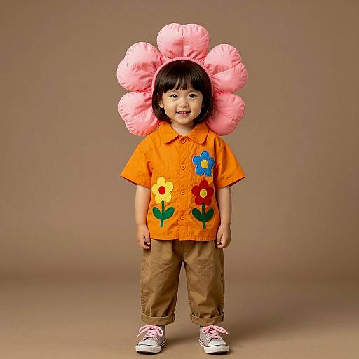 Asian Toddler in Flower Costume