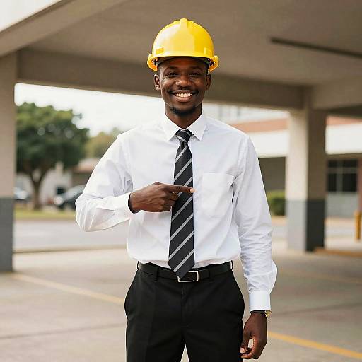 Smiling Black Man in Hard Hat