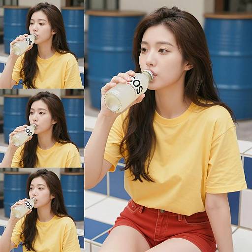 Asian Woman Relaxing in Bright Setting