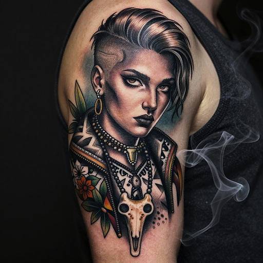 Neotraditional Non-Binary Polish Tattoo