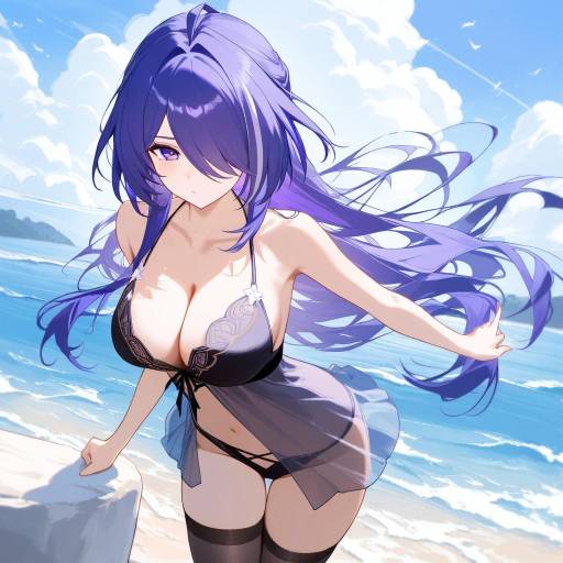 Elegant Cowgirl at Windswept Shoreline