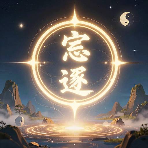 Mystical Dao Symbol with Cosmic Aura