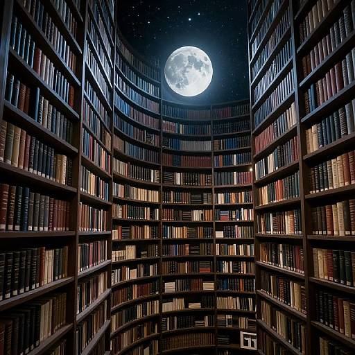 Ethereal Moonlit Cyberpunk Library