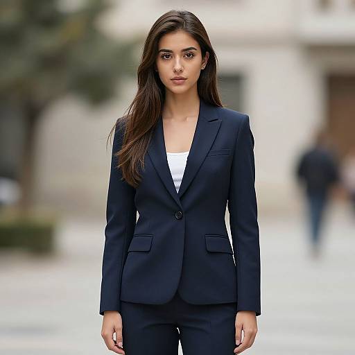 Young Woman in Navy Blue Business Suit