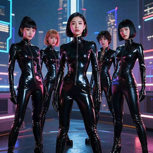 Futuristic Teens in Cyberpunk Latex