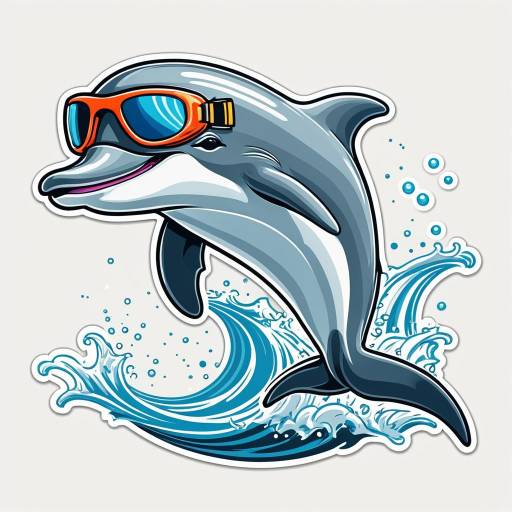 Joyful Dolphin with Goggles Leaping from Water
