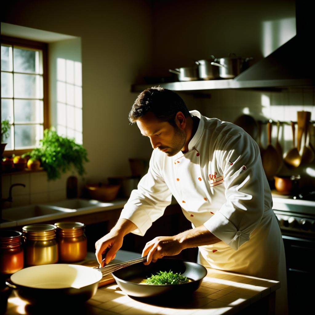 Artistic Chef in Chiaroscuro Lighting