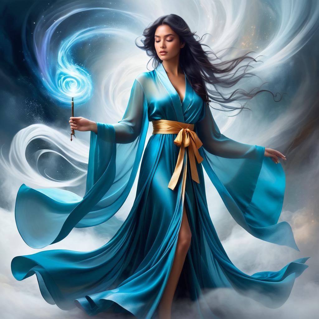 Mystical Mage in Flowing Silk Robes