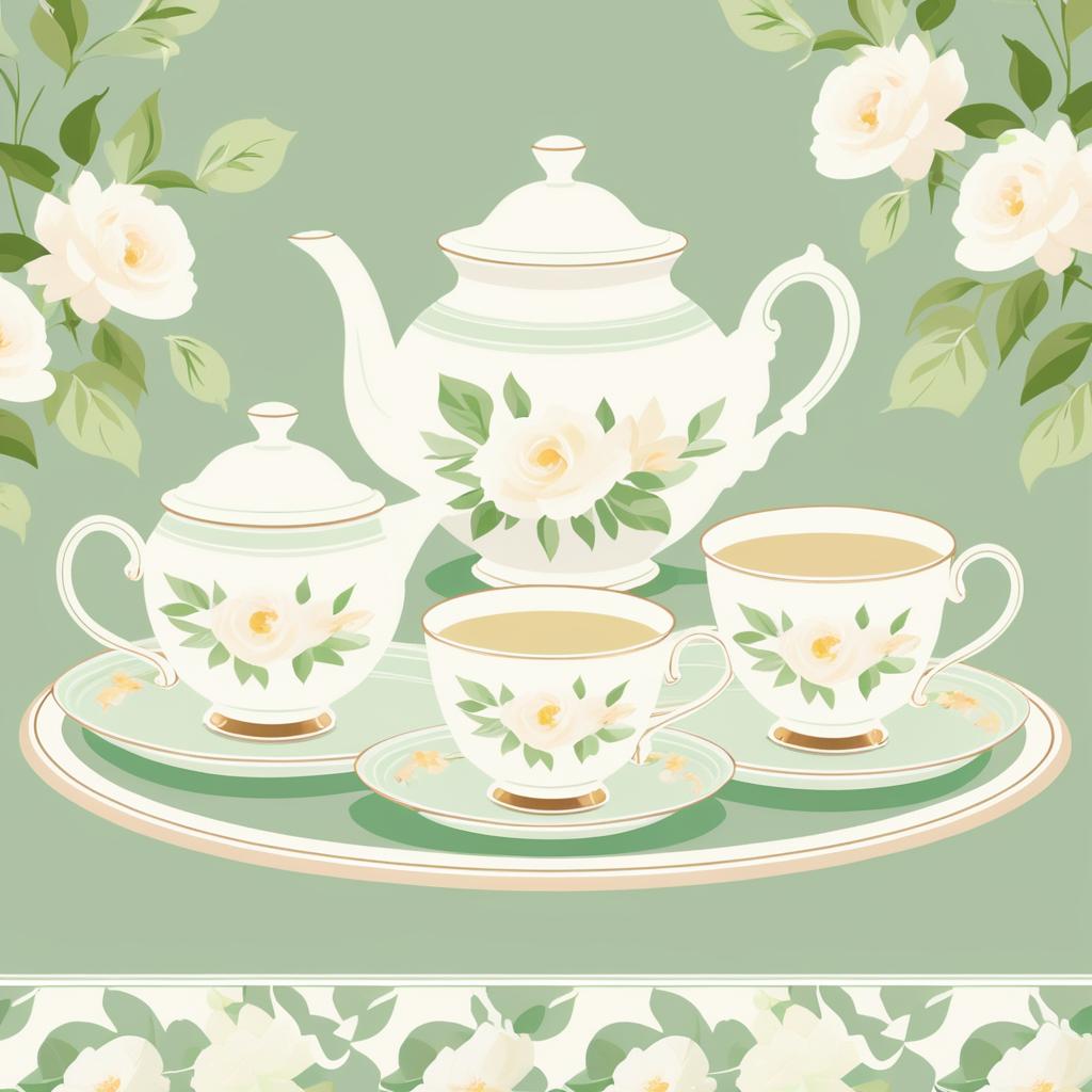 Elegant Vintage Tea Set Poster Design