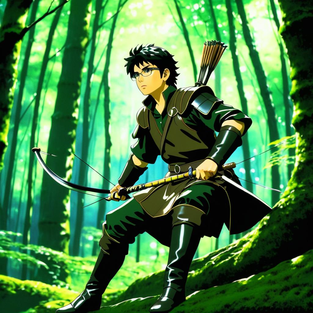 Anime Archer in Introspective Forest