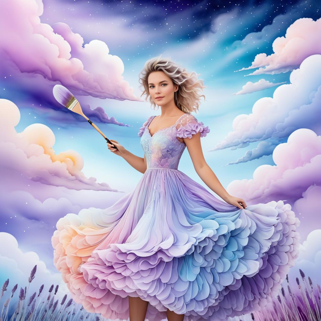 Dreamy Painter in Pastel Clouds