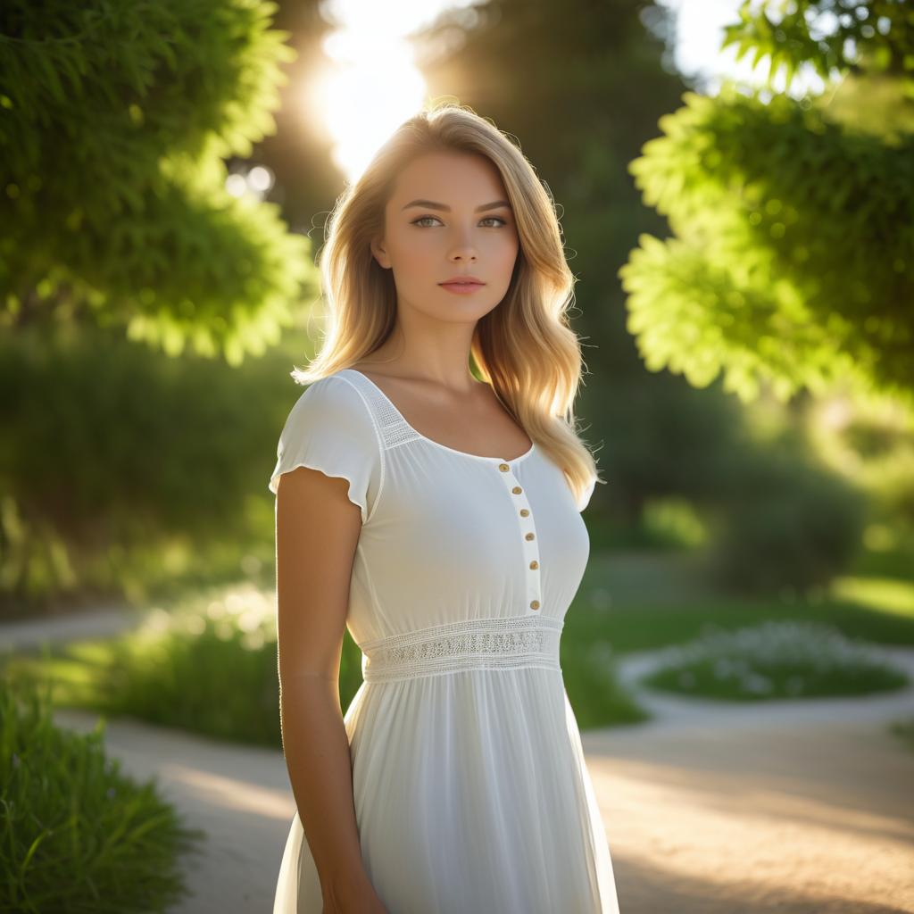 Stunning Young Woman in Serene Landscape