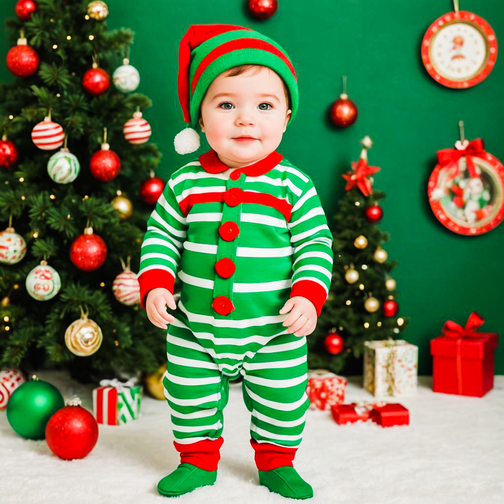 Festive Baby Boy in Holiday Outfit