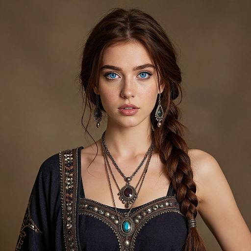 Realistic Gypsy Bohemian Girl Portrait