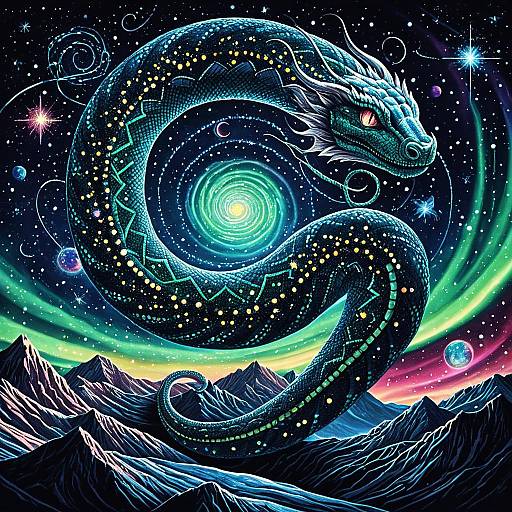 Cosmic Serpent Amid Northern Lights
