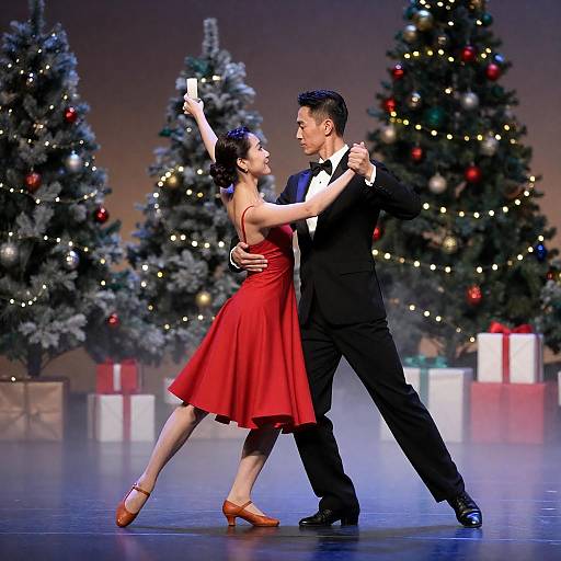 Candlelit Christmas Dance on Foggy Stage