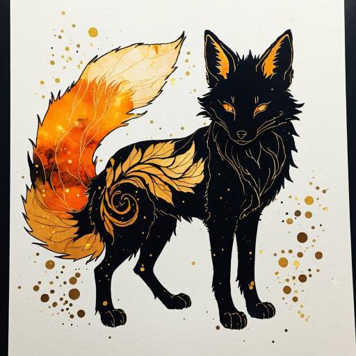 Shapeshifting Kitsune Silhouette Art