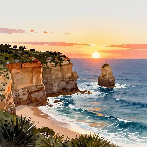 Australian Watercolour Sunset Animation