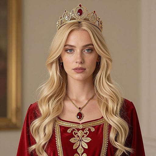 Regal Woman in Red Dress