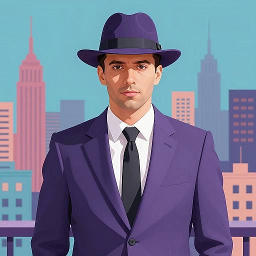 Stylized Man in Purple Suit Art