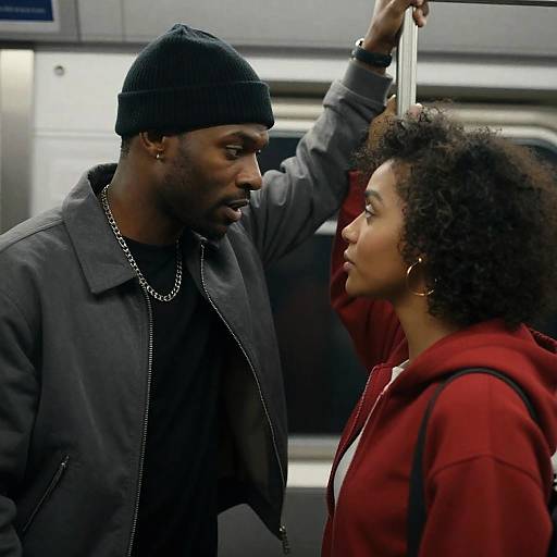 Intense Conversation in Subway Car