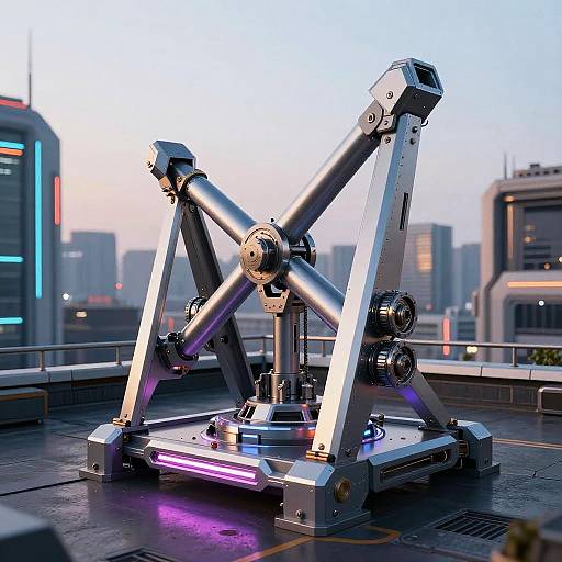 Futuristic Catapult on Sci-Fi Rooftop