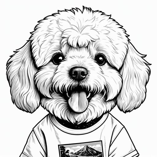 Black and White Bichon Frise Vector Illustration
