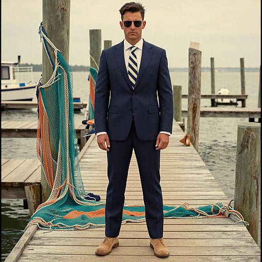 Confident Man in Vintage Pier Setting
